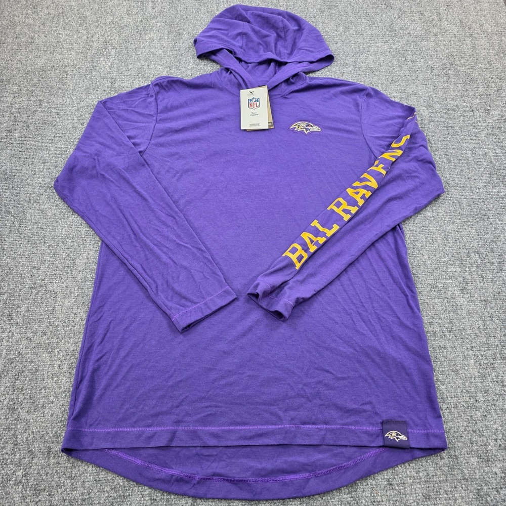 Mens Nike Baltimore Ravens NFL Purple Hooded Long Sleeve T Shirt Size‎ M